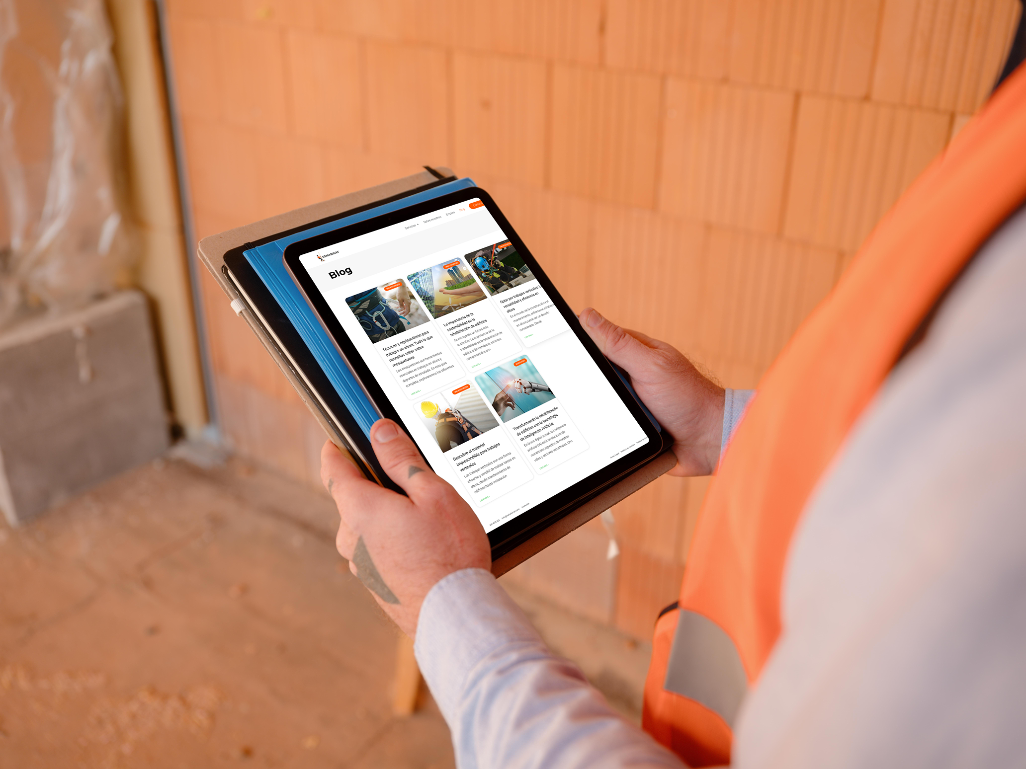 Mockuuups Construction Worker Holding An Ipad Mockup