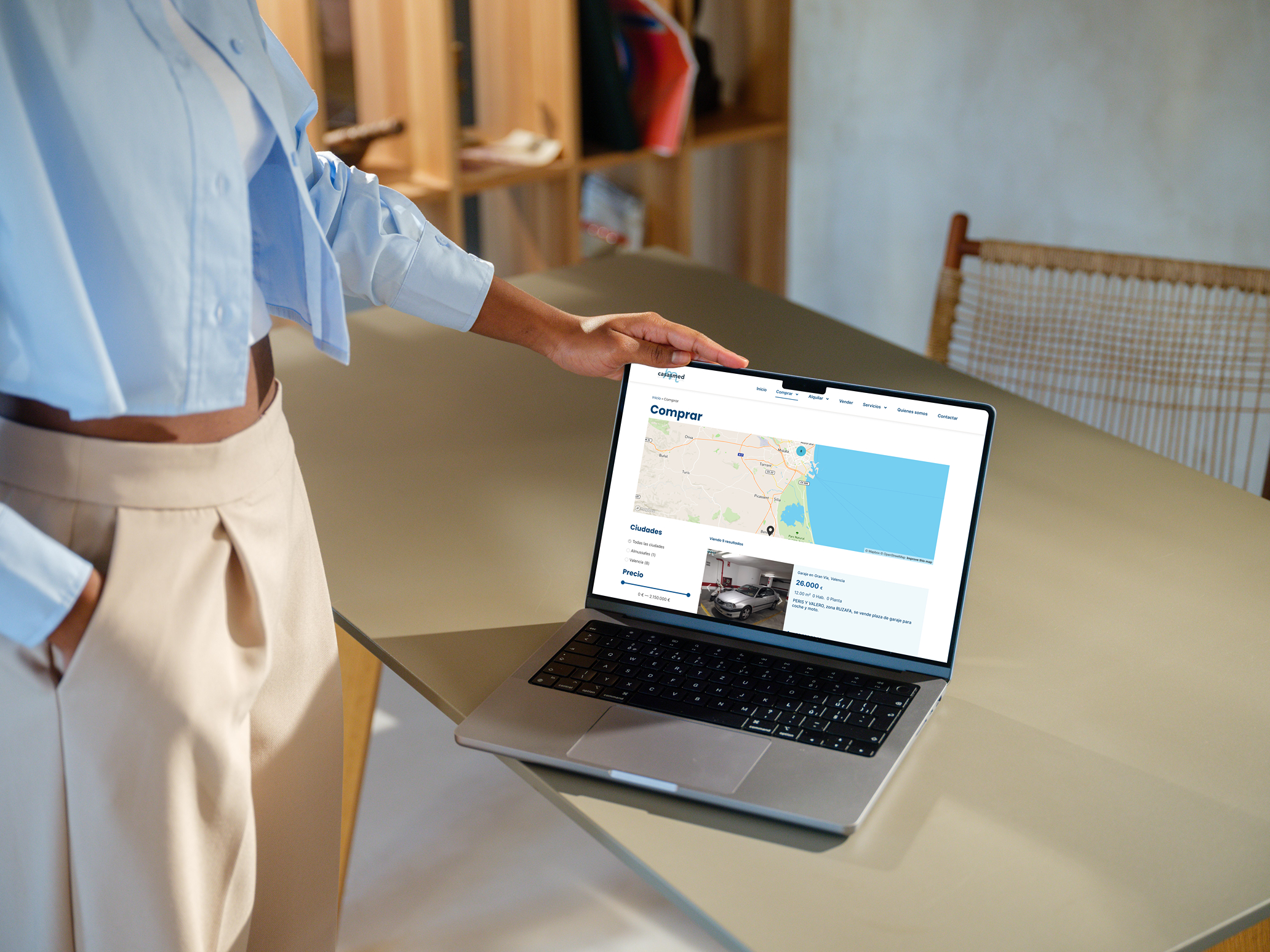 Mockuuups Macbook Pro 14 Inch Mockup With Female Hand On A Modern Desk